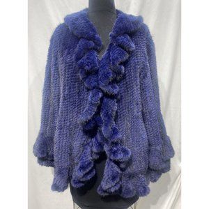 knitted mink jacket / bolero blue (90054)